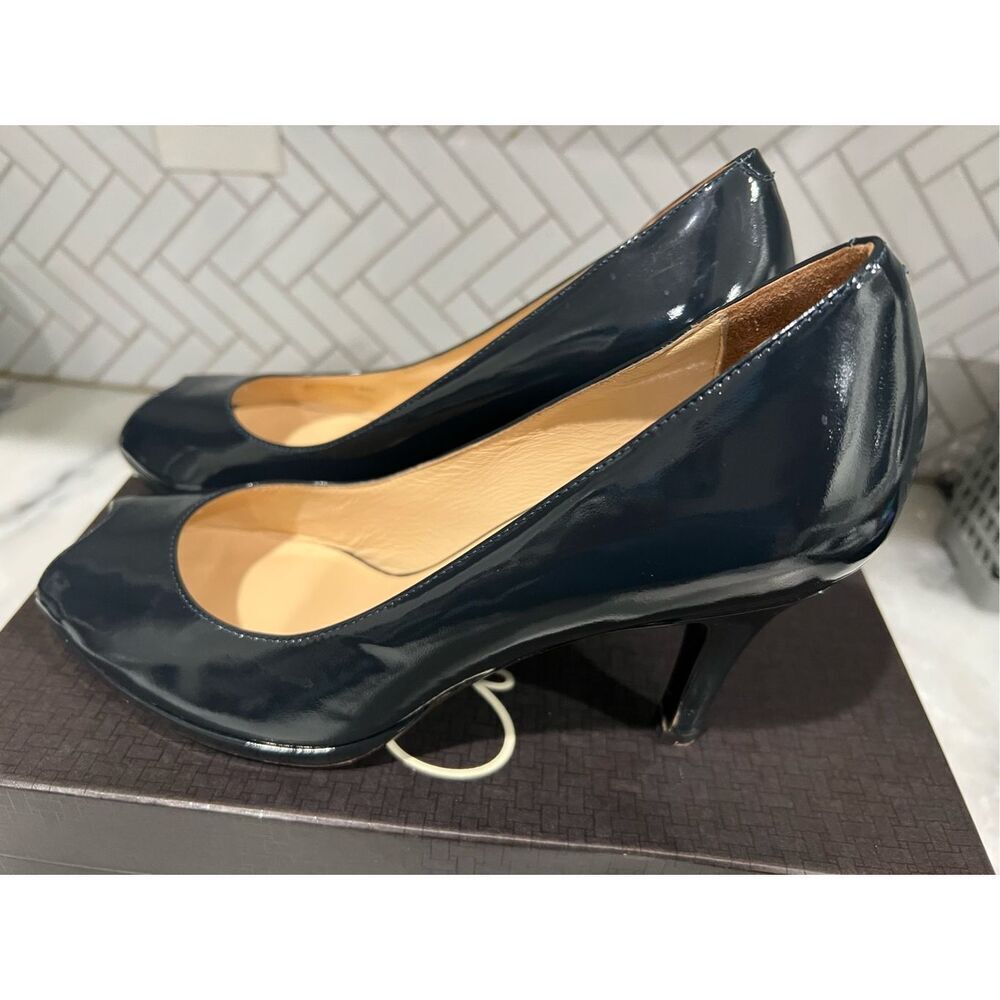 Cole Haan OT Air Pump Blue Patent Open Toe Pump SZ8.5 FLEET BLUE